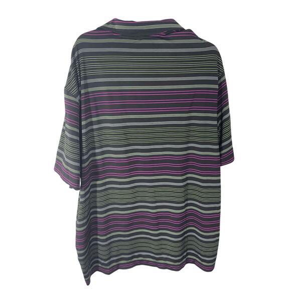 Inverted Nike Golf Men's Striped Front Button Retro Tech Polo Preppy Sports 2XL - Picture 3 of 3